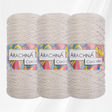 Пряжа ARACHNA "Cord Mini" состав: 100% полиэфир, вес: 3 х 75 г дл.нити: 3 х 200 м № 01 молочный