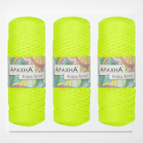 Пряжа ARACHNA "Cord Bright" состав: 100% полиэфир, вес: 3 х 210 г дл.нити: 3 х 100 м № 501 желтый неон